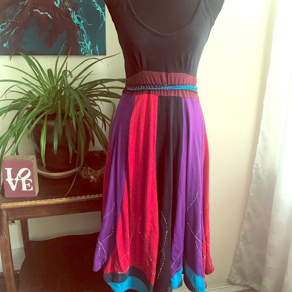 Sleeveless multi colored cotton midi dress